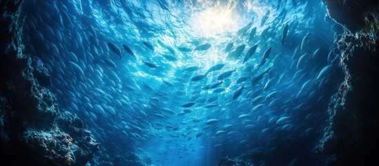 Underwater School of Fish in a Sea Cave (1)