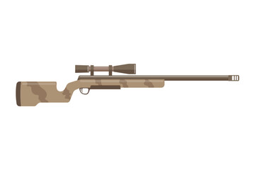 Modern hunting rifle with telescopic sight. Guns for hunting and sports are isolated on a white background.