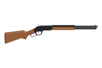 Weapons for hunting and sport isolate on a white background. Double-barreled hunting shotgun.