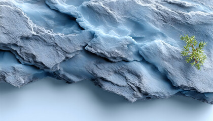Naklejka premium Blue stone texture with small plant