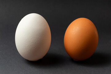 Brown and white egg - black background