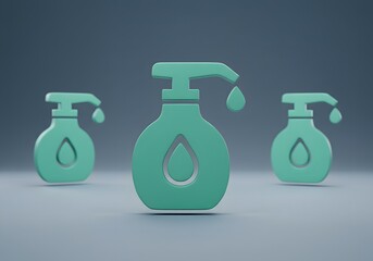 Obraz premium Hand Sanitizer Dispenser Icons Grouped on Tabletop