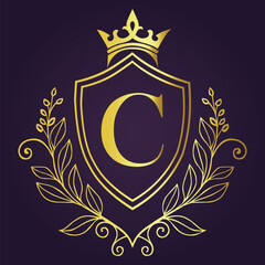 Fototapeta premium Letter C luxury and Royale brand logo concept design 