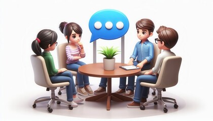 Obraz premium Professional office meeting with animated characters for team collaboration discussion