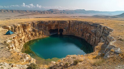 A unique desert sinkhole oasis