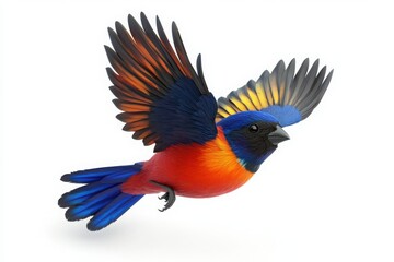 Fototapeta premium 3D illustration of a colorful bird with dark feathers