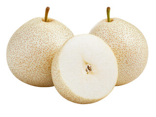Fresh pears on cutout background natural fruit display kitchen setting close-up view for seo impact
