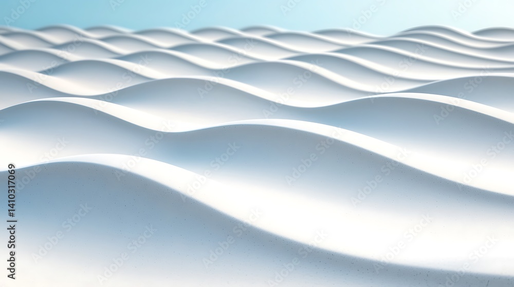 Poster abstract white wave pattern with soft blue background for modern design and artistic visuals.