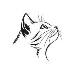 Tribal cat head vector illustration, a wild animal design symbol