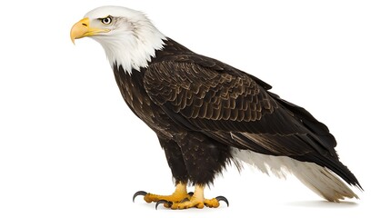 Majestic Bald Eagle Standing Proudly Against a White Background