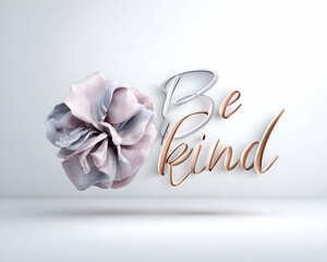 Rose-toned abstract flower with "Be Kind" message