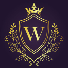 Fototapeta premium Letter W luxury and Royale brand logo concept design 