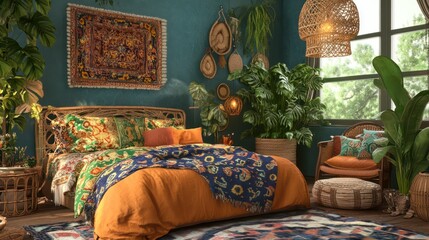 Vibrant bedroom interior design