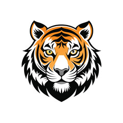 Majestic striped tiger head vector illustration depicts a wild feline predator