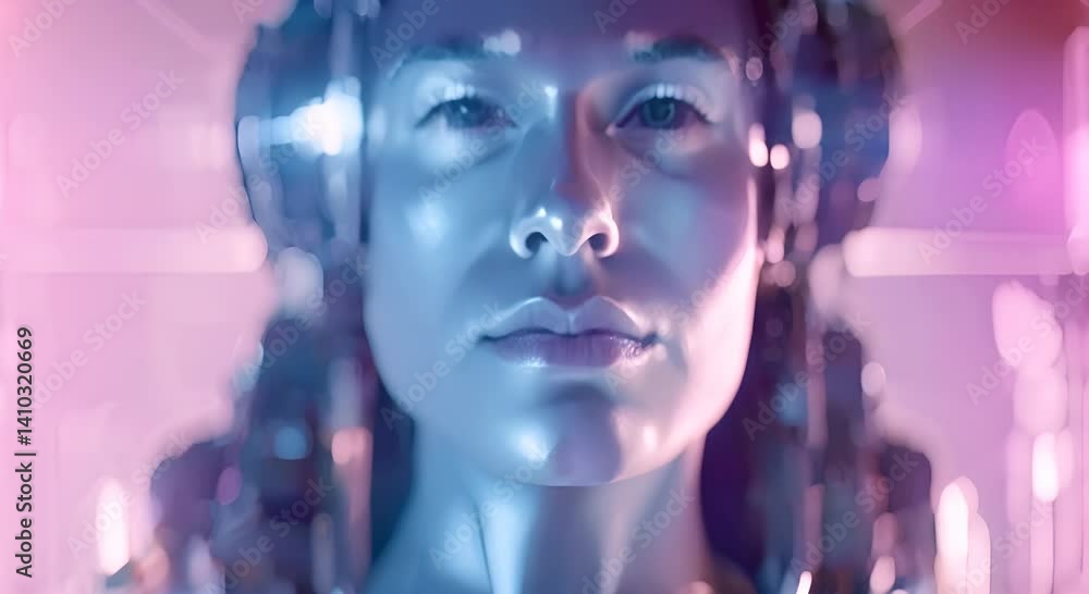 Poster artificial intelligence digital technology human mind person face advanced ai technology and machine
