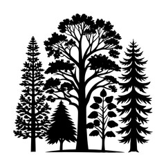 Obraz premium Various Tree vector silhouettes on a white background