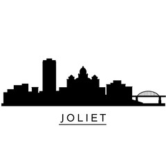 Fototapeta premium Joliet Skyline Silhouette with Illinois, and USA.