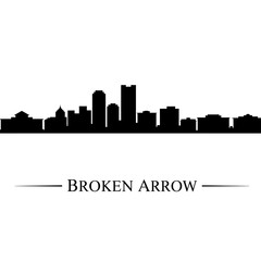 Naklejka premium Broken Arrow Skyline with Oklahoma, and Silhouette.