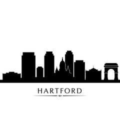 Naklejka premium Hartford CT Skyline Silhouette with Black White.