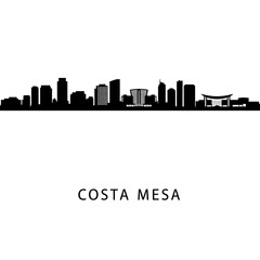 Naklejka premium Costa Mesa with California Skyline Silhouette.