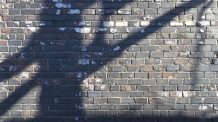 Old brick wall texture with flaking paint and sunlight casting shadows