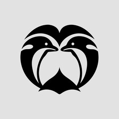 Vector illustrations of two dolphins with heart icon © Shefali