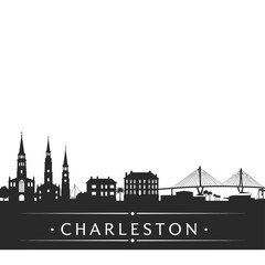 Obraz premium Charleston Skyline with South Carolina Vector.