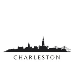 Obraz premium Charleston Skyline Silhouette with South Carolina.