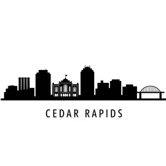 Fototapeta premium Cedar Rapids IA Skyline with Cityscape, Iowa, and Black.