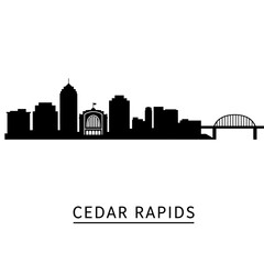 Obraz premium Cedar Rapids Iowa Skyline Silhouette Black.