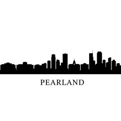 Naklejka premium Pearland Texas Skyline Silhouette Black and White.