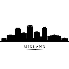 Naklejka premium Midland Texas Skyline Black Silhouette.