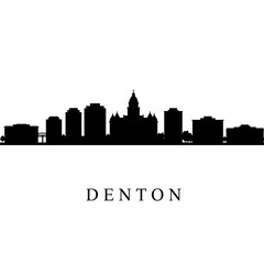 Fototapeta premium Denton Texas Skyline Silhouette Black.