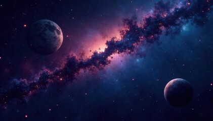 Obraz premium Darkened galaxy background with twinkling stars and planets, galaxy, astronomy