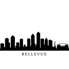 Naklejka premium Bellevue Washington Skyline with Cityscape Silhouette.