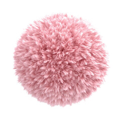 Naklejka premium Fluffy Sphere of Textured Softness in a Pink Pastel Shade on White