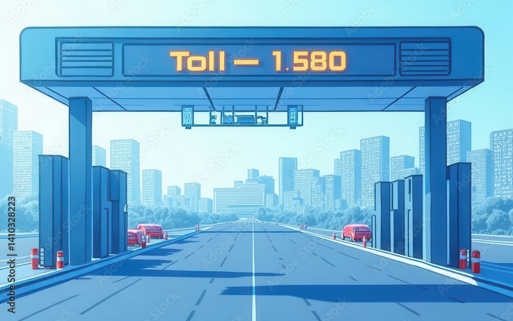 Poster dynamic toll pricing dashboard for road usage management symbolizing intelligent traffic control