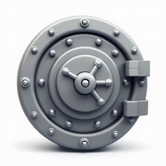 Classic Bank Vault Door with Heavy Bolts and Spinning Dial Floating 3D