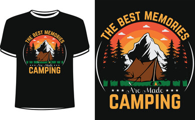 Funny Drinking Lover Camping t-shirt design. The best memories are made camping shirts design.
