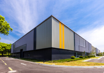 Obraz premium Gray and yellow lines of business style space building