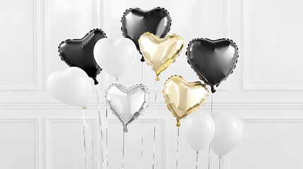 Party Balloon Arrangement with Shiny Reflections and Playful Vibes
