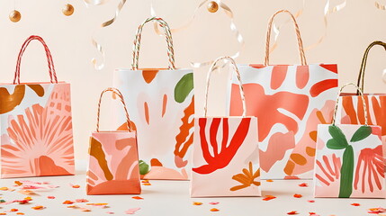 Exquisite Gift Bags with Gold Accents and Ribbon