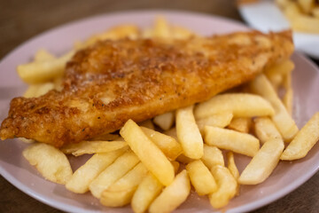 Fish and Chips served on plate