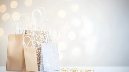 Elegant Gift Bags with Gold Foil and Ribbon Handles