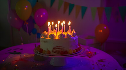 Buttercream Celebration Cake with Warm Glow and Soft Textures