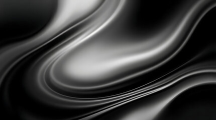 Obraz premium Grainy black and white abstract background with sharp contrasts and dynamic curvy liquid line shapes, dark noise texture monochrome banner, poster backdrop design with modern aesthetics