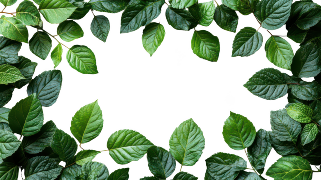 Green Leaves Frame isolated on transparent background