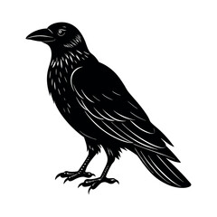 Crow Silhouette Vector – Black Raven Bird Clipart for Gothic, Mystery, and Forest Designs