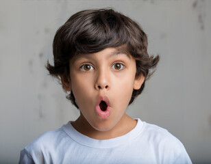 Surprised and shocked little boy
