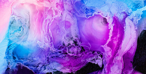 Vivid abstract liquids art in blue, pink, and purple hues